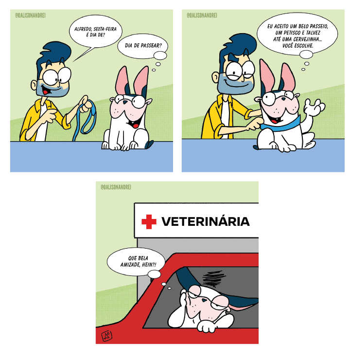 tirinha do alfredo indo na veterinaria